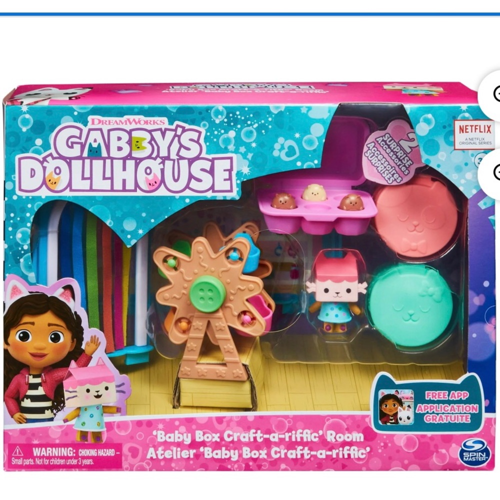 Gabby's Dollhouse Rooms Craft-A-Riffic Room with Cat Figure - Baby Box Playset